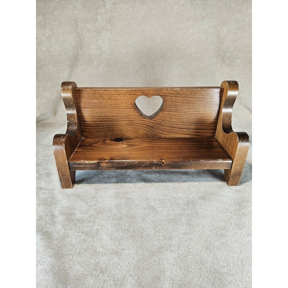 Vintage Wood Bench/Chair Shelf with Heart Cutout Granny Cottage Dolls Wall Shelf
